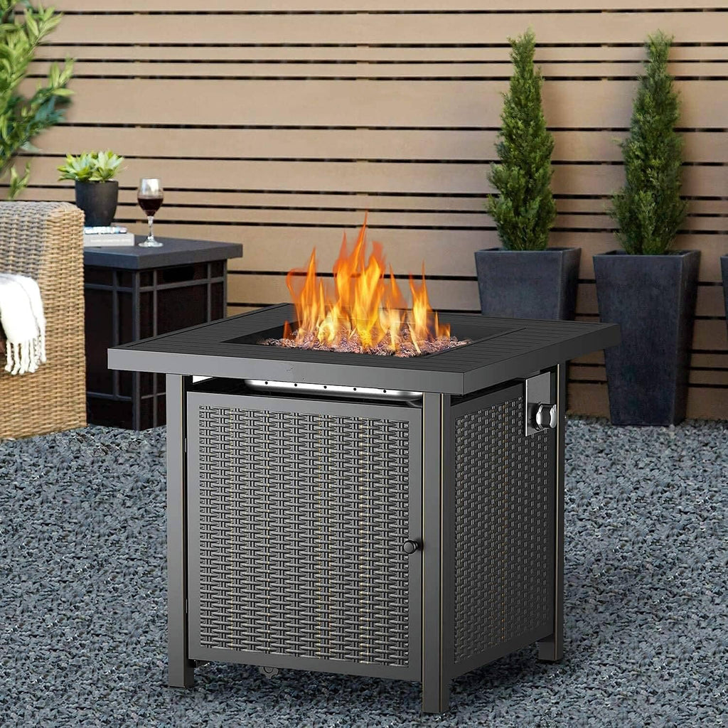 28 Inch 50,000 BTU Propane Gas Fire Pit Table with Lid A6696