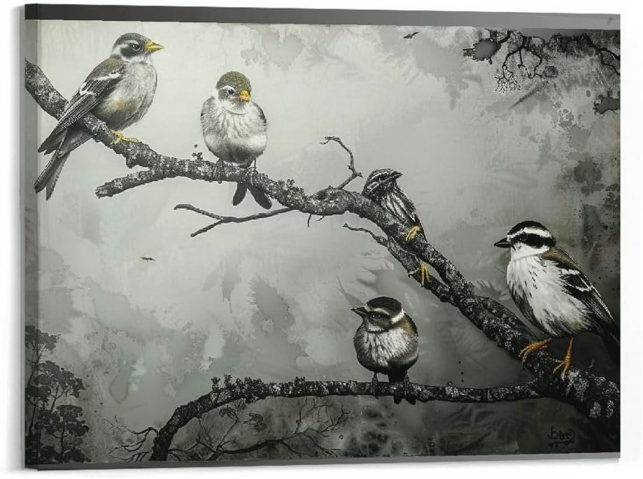 Black and White Bird Canvas Wall Art 20"x16" M65768