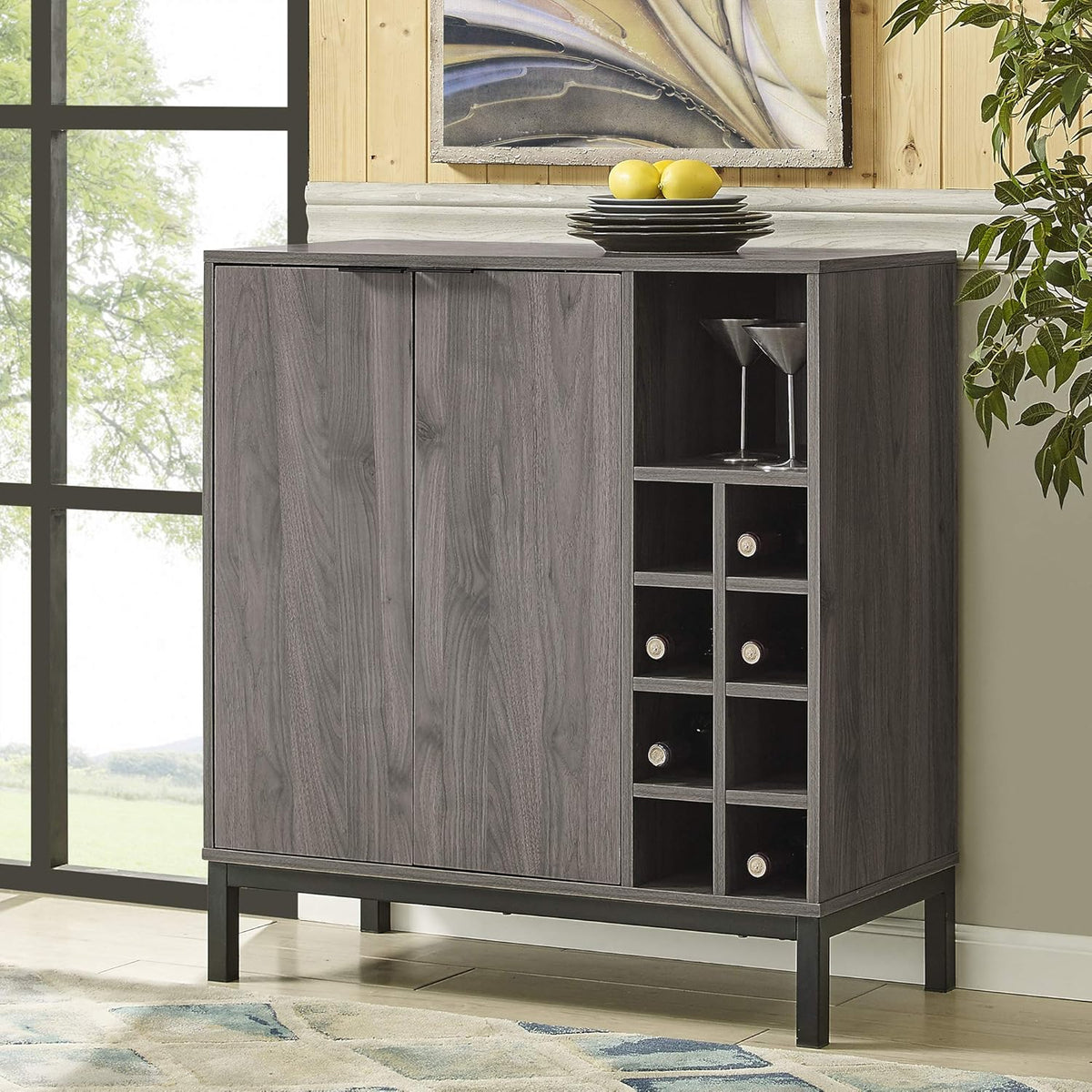 Brown 34 Inch Wood Buffet Sideboard Storage Cabinet N5542