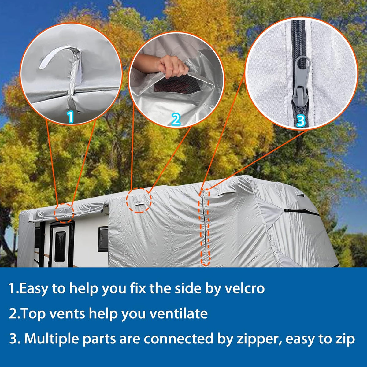 27-30' Windproof Anti-UV Camper Cover with Jack Cover and 4 Tire Covers X296315