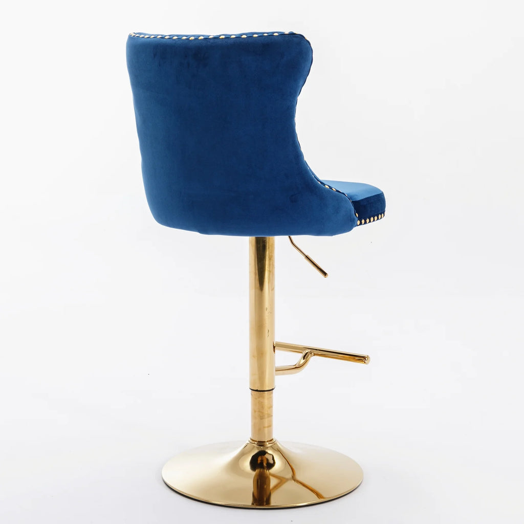 Blue Velvet Swivel Bar Stools with High Back, Set of 2 M761953