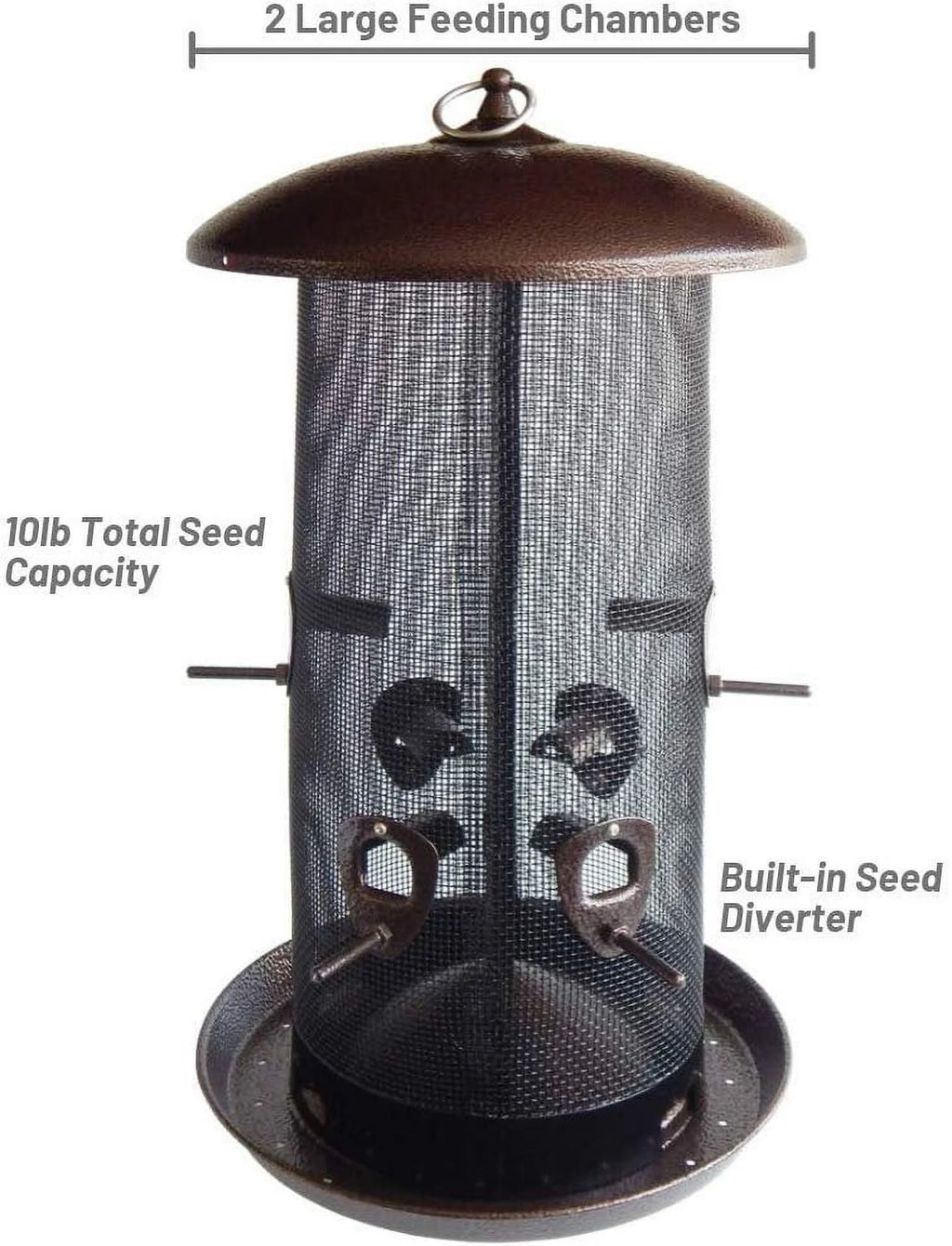 Black Finish Bird Feeder with 2 Seed Compartments D677