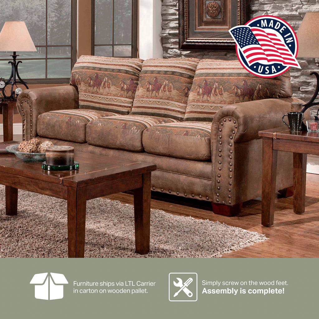 Microfiber Wild Horses Sofa in Brown Z314666