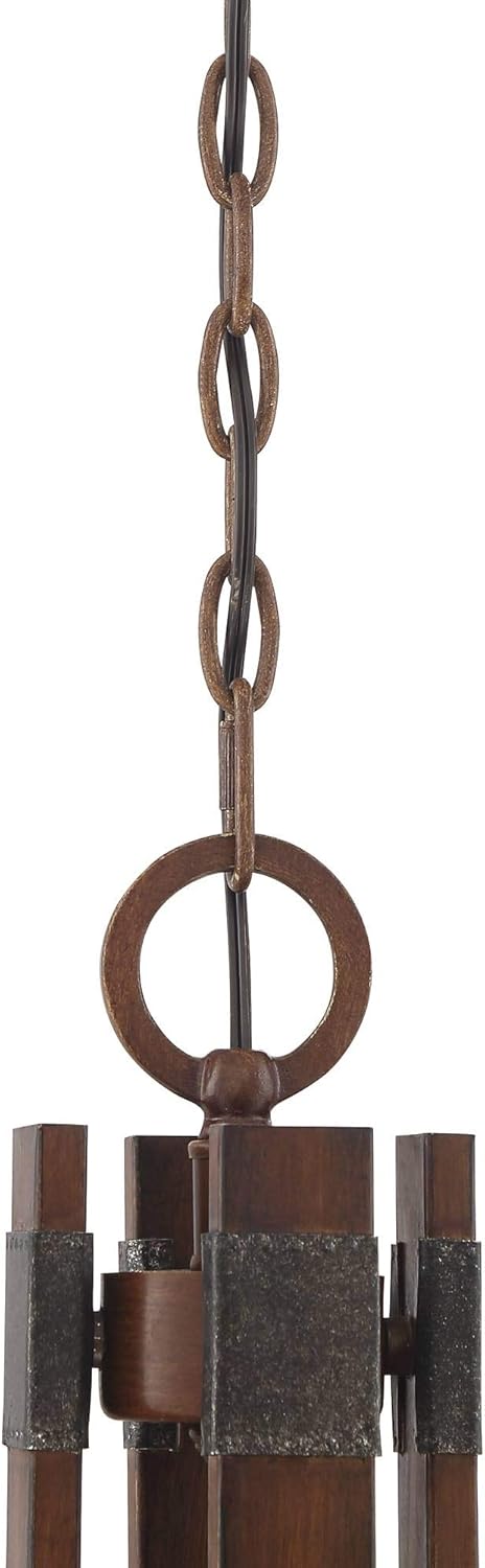 Mahogany Wood Chandelier 6-Light Fixture F396174
