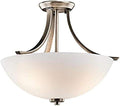 3 Light Semi Flush with Satin Etched Cased Opal Glass in Brushed Pewter Q85064