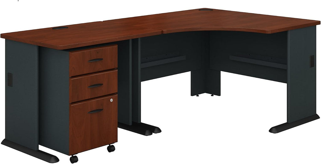 Corner Desk with Mobile File Cabinet in Pewter and White K2518
