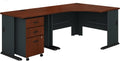 Corner Desk with Mobile File Cabinet in Pewter and White K2518