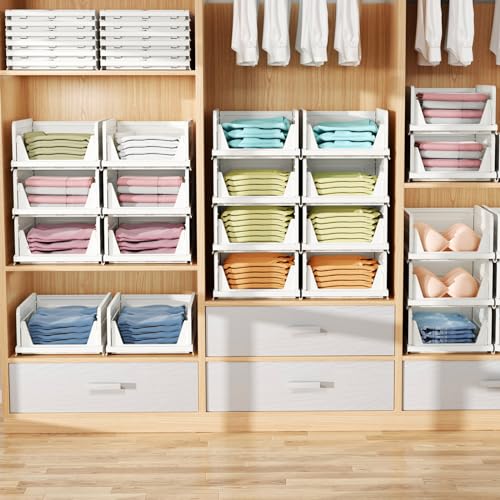 5 Pack White Stackable Plastic Storage Bins D556