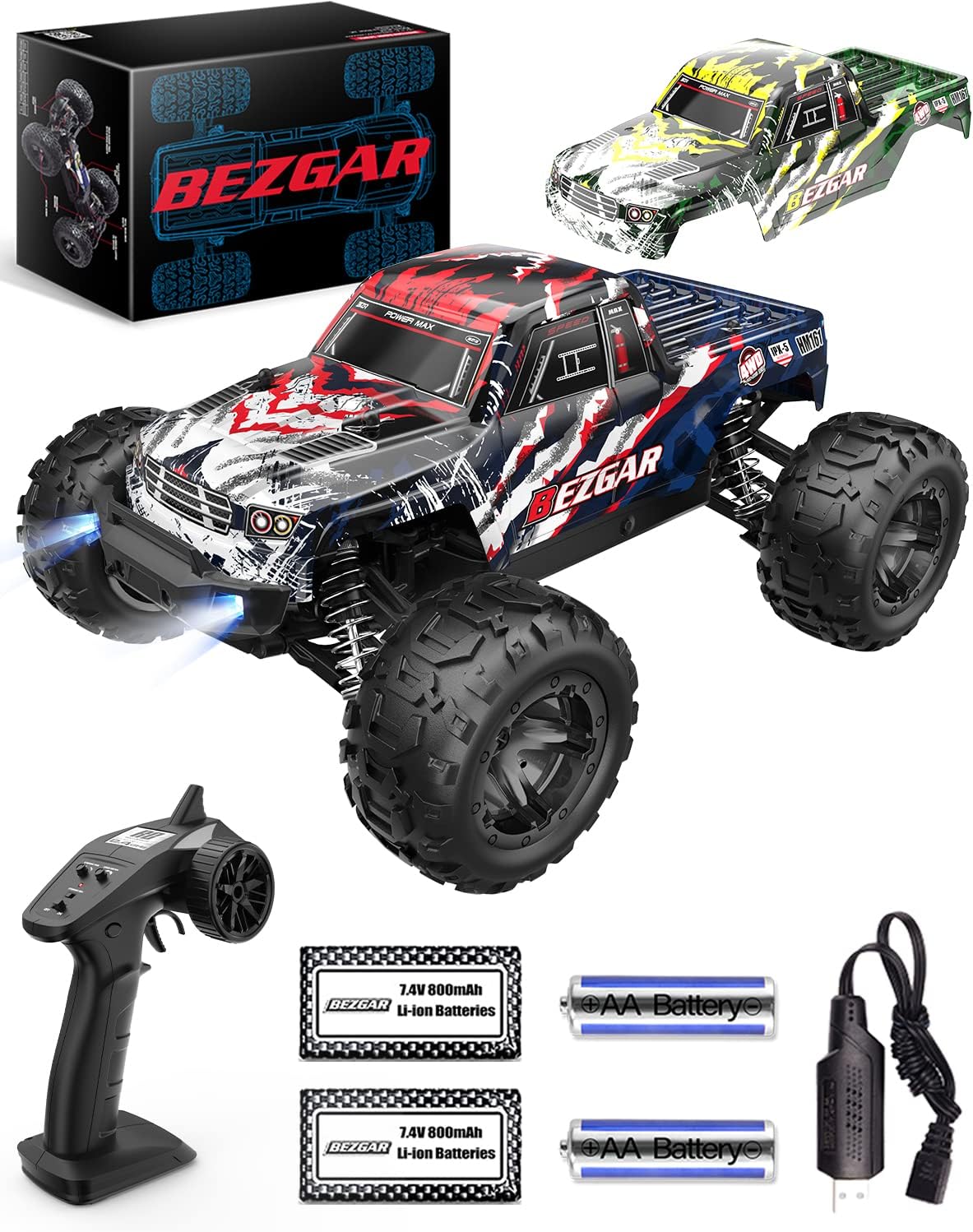 1:16 Scale 4WD Remote Control Monster Truck with 2 Rechargeable Batteries G53905