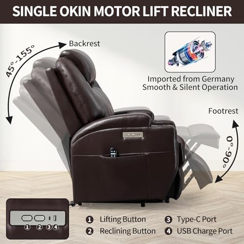 Black Power Lift Recliner Chair with Heat and Massage O349