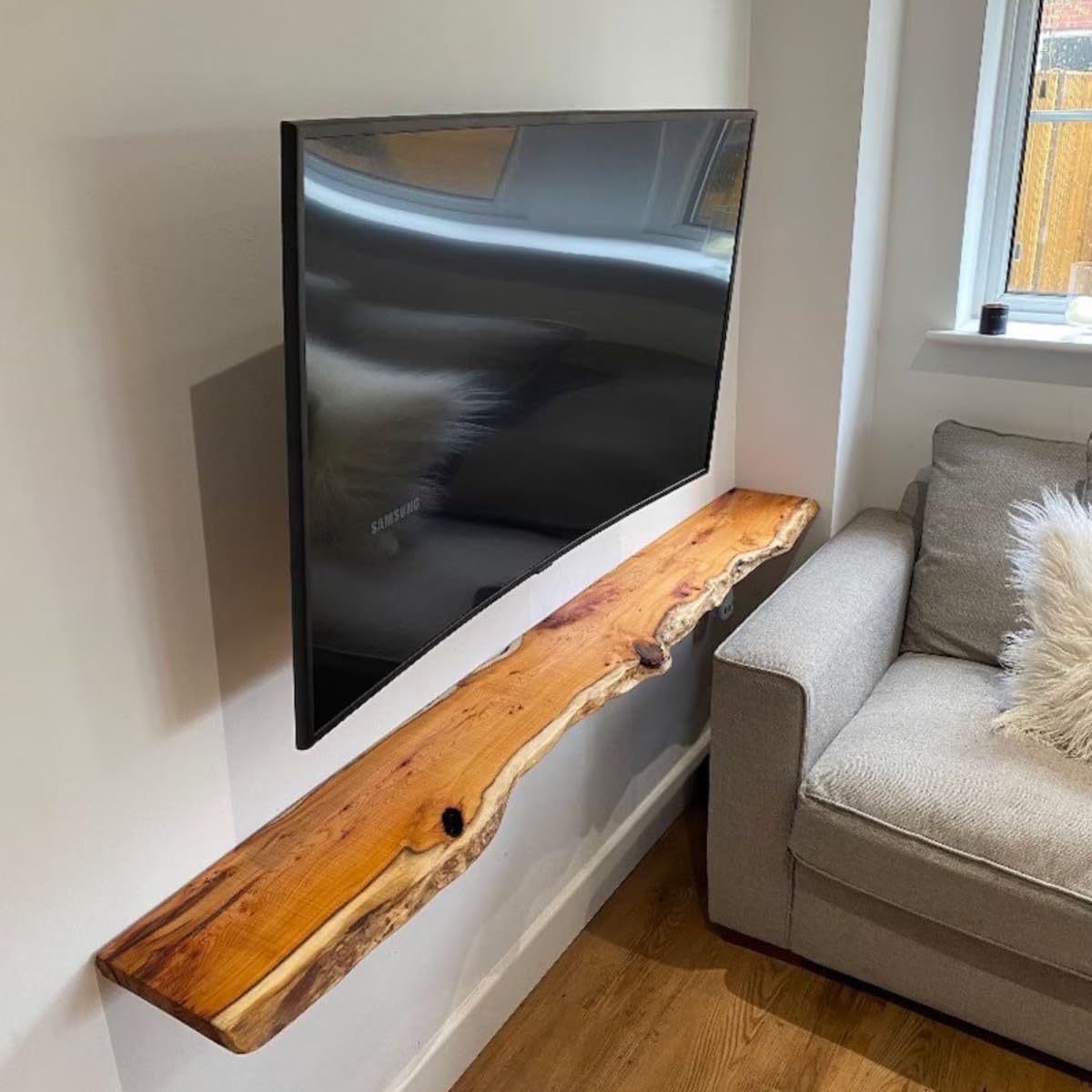 Live Edge Floating Wall Shelf Wooden Wall Mounted Shelves S924659