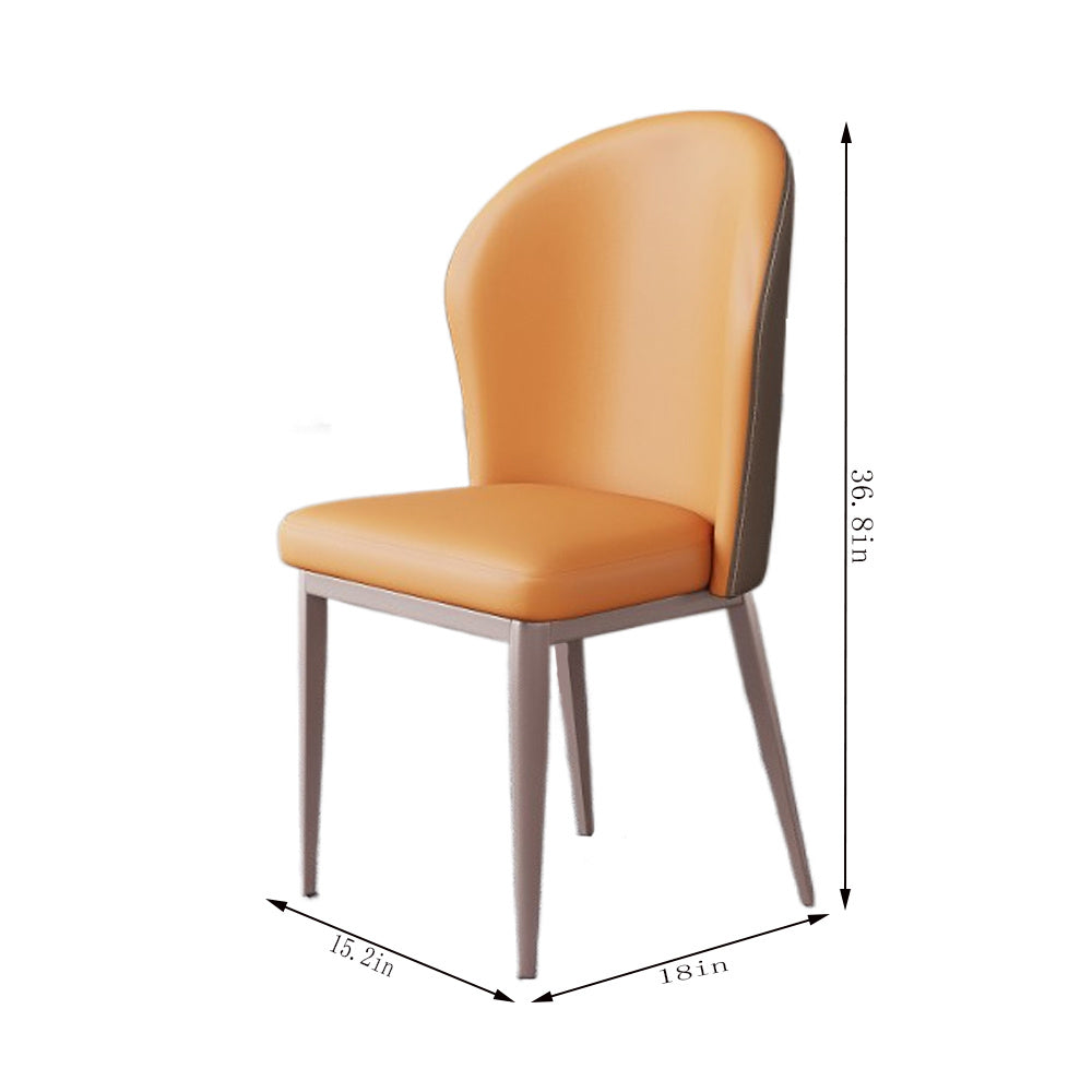 Set of 2 Faux Leather Upholstered Armless Side Chairs with Metal Legs V301