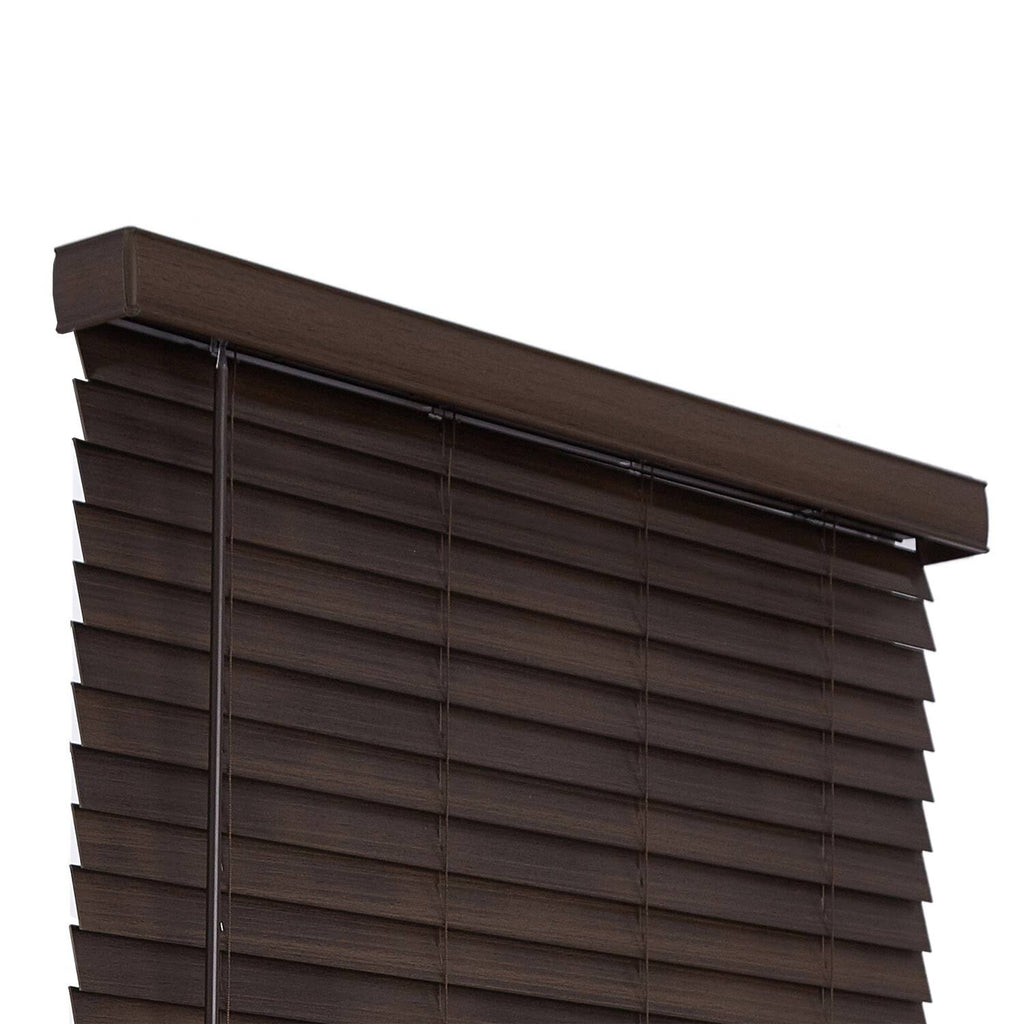 Brown Faux Wood Cordless Room Darkening Blinds Z8948