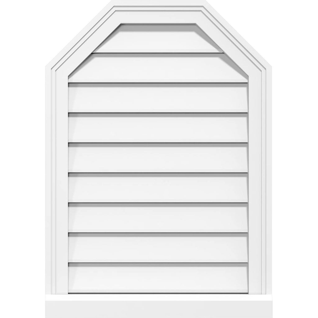 30x22W x 40x22H Octagonal Top Surface Mount PVC Gable Vent with Brickmoul J49800