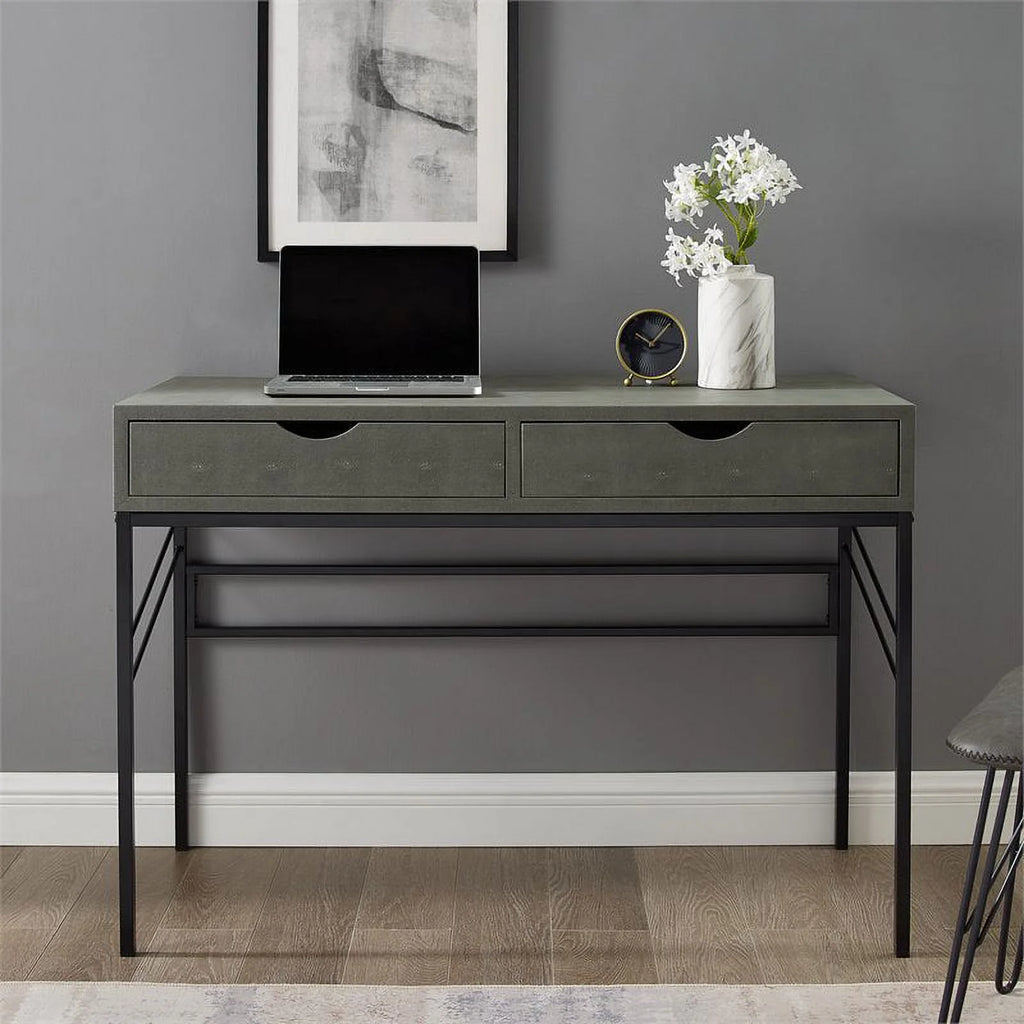 2 Drawer Gray Engineered Wood Writing Desk M6607