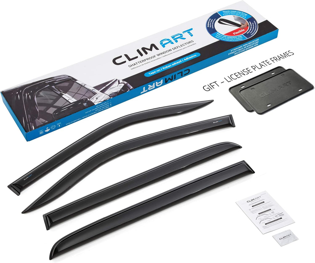4 pcs Dark Smoke Tape-on Window Deflectors O4022