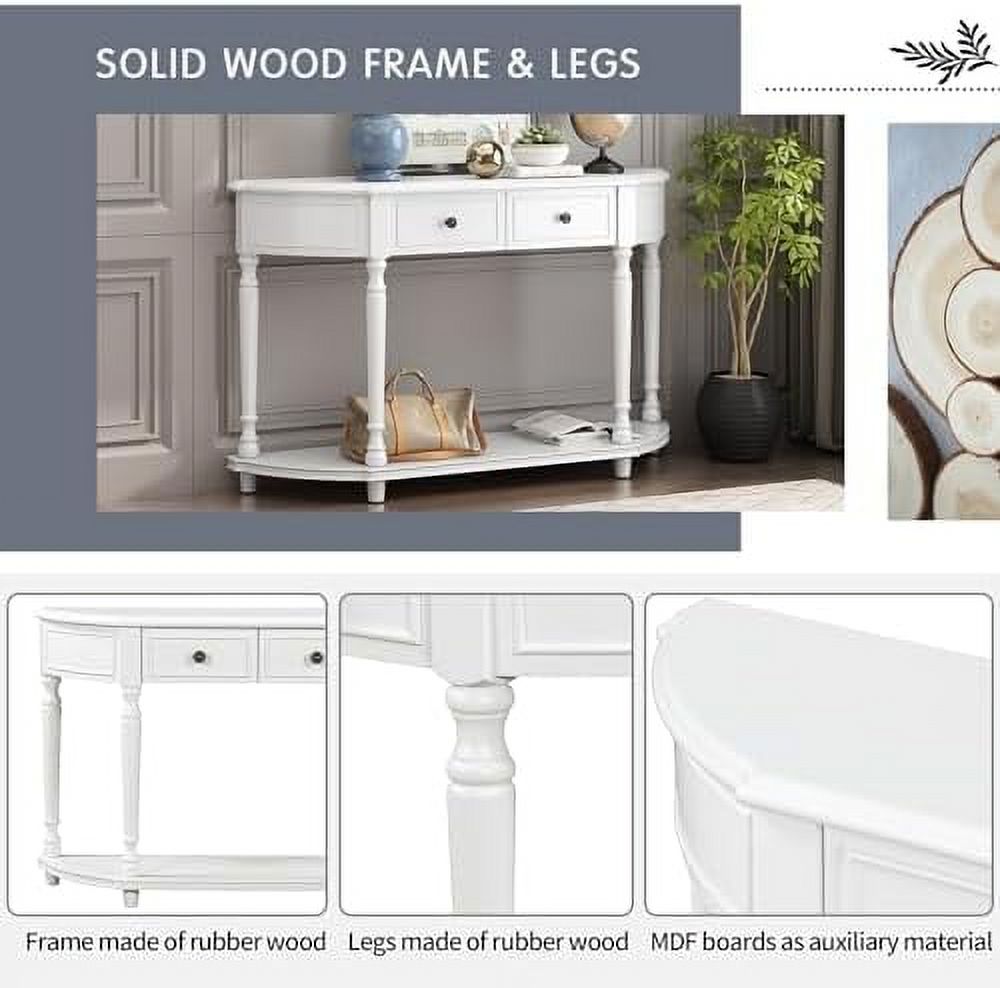 Navy Blue 3 Drawer Wood Console Table U799