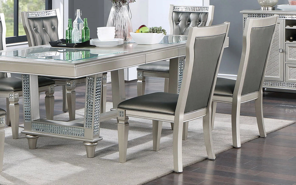 Silver Hue Glass Rectangle Dining Table C496