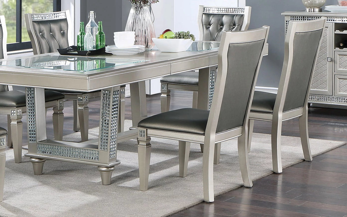 Silver Hue Glass Rectangle Dining Table C496