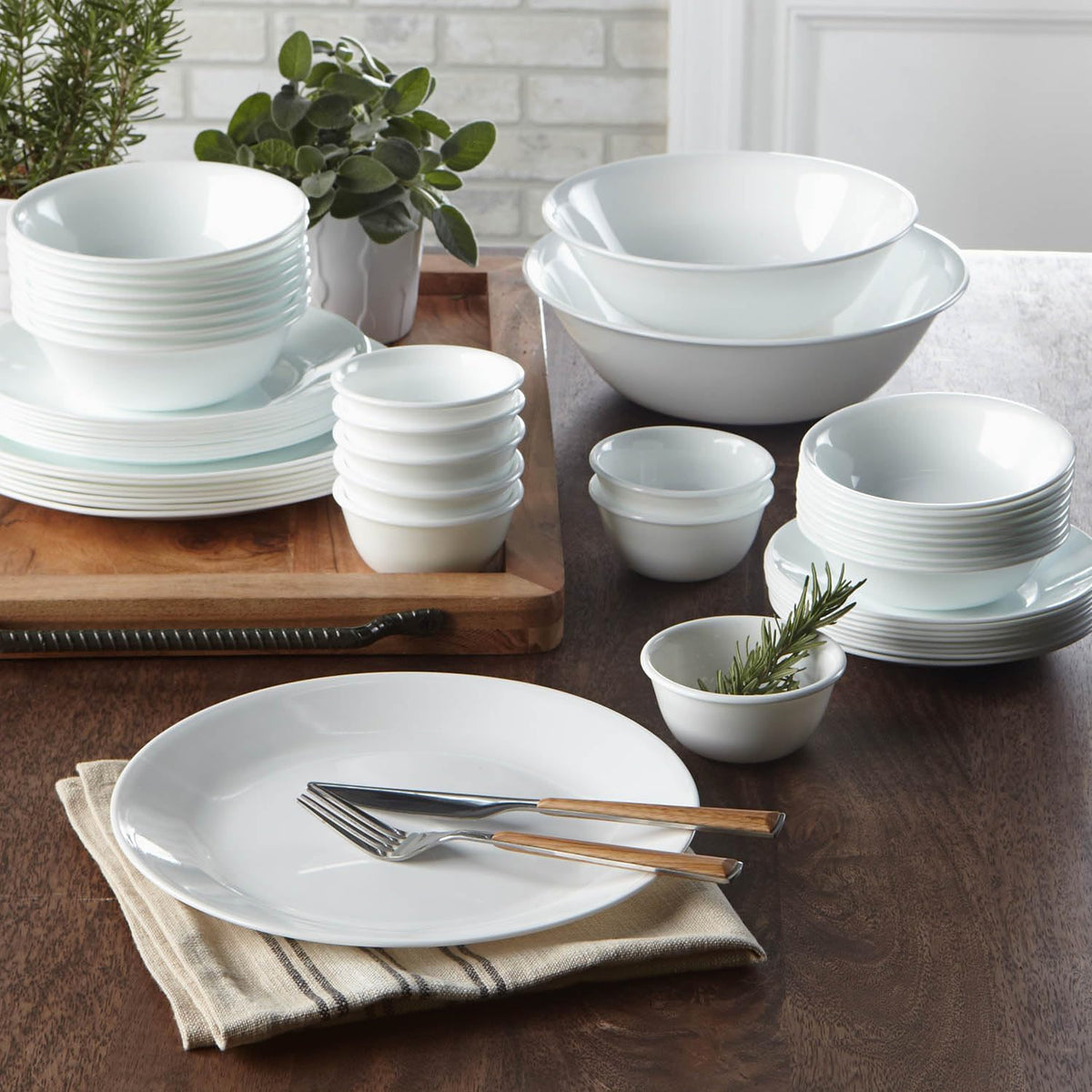 30 Pcs White Glass Dinner Set N879