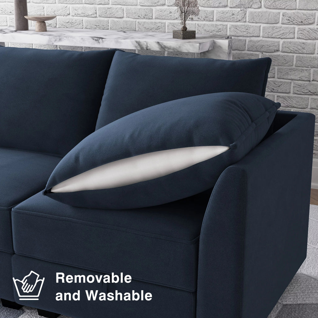 Navy Blue Velvet Modular Sleeper Sofa W52675