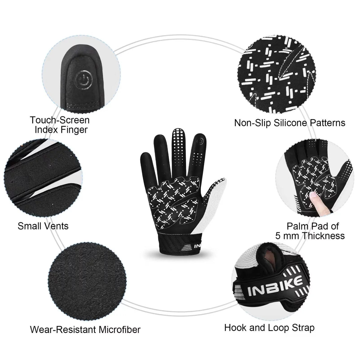 Cycling Gloves with 5MM Non-Slip Palm Pad W867298