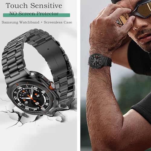 Solid Stainless Steel Band Compatible Samsung Galaxy Watch Ultra 47mm with Pc Case P98310