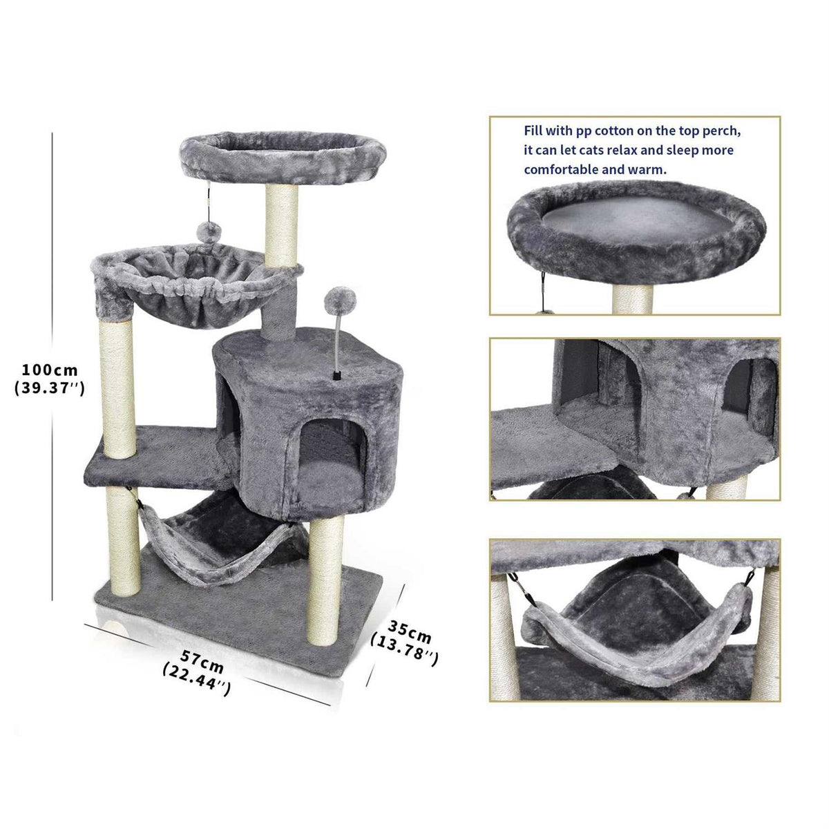 Cat Tree with Cat Condo and Hammock W287