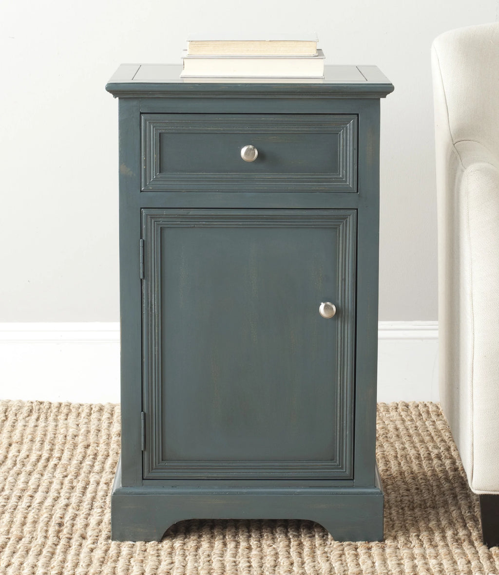 Steel Teal Nightstand with Storage Drawer and Cabinet N41965