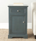 Steel Teal Nightstand with Storage Drawer and Cabinet N41965