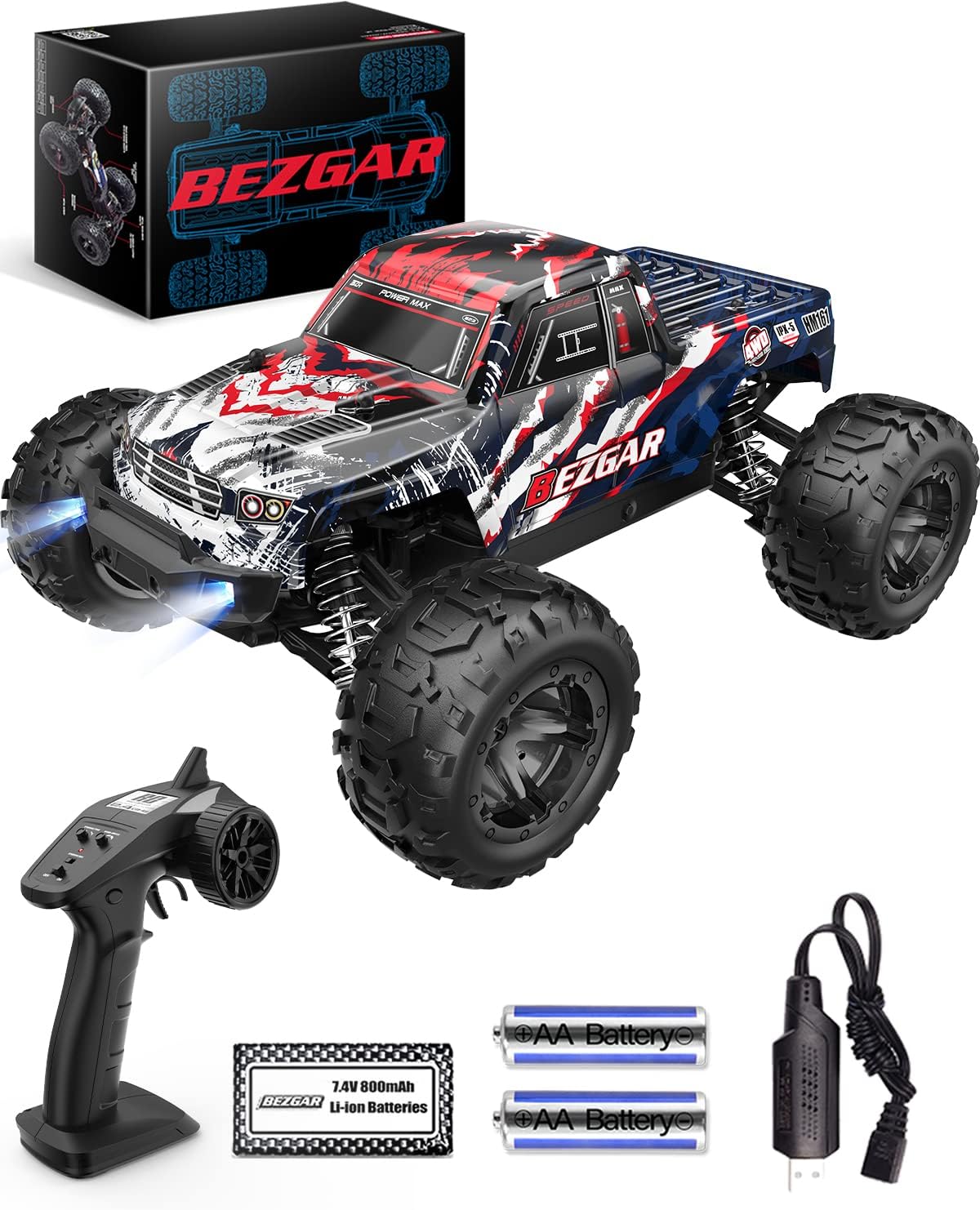 1:16 Scale 4WD Remote Control Monster Truck with 2 Rechargeable Batteries G53905