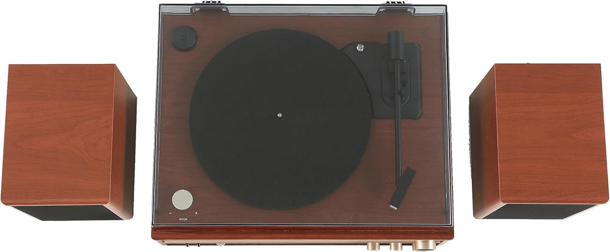 Walnut Turntable System with Bluetooth, CD, AM/FM and Speakers L467123