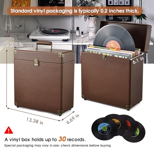 Black Vinyl Record Storage Box Holds 30 Records X64129