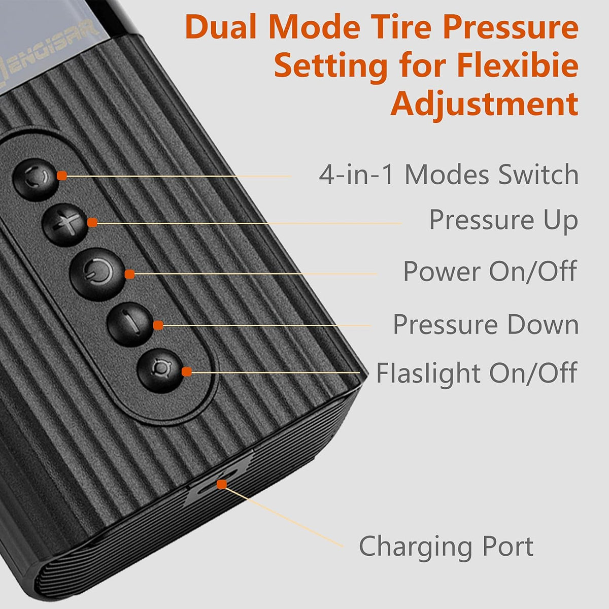 Cordless Rechargeable Portable Air Compressor with Pressure Gauge D969533