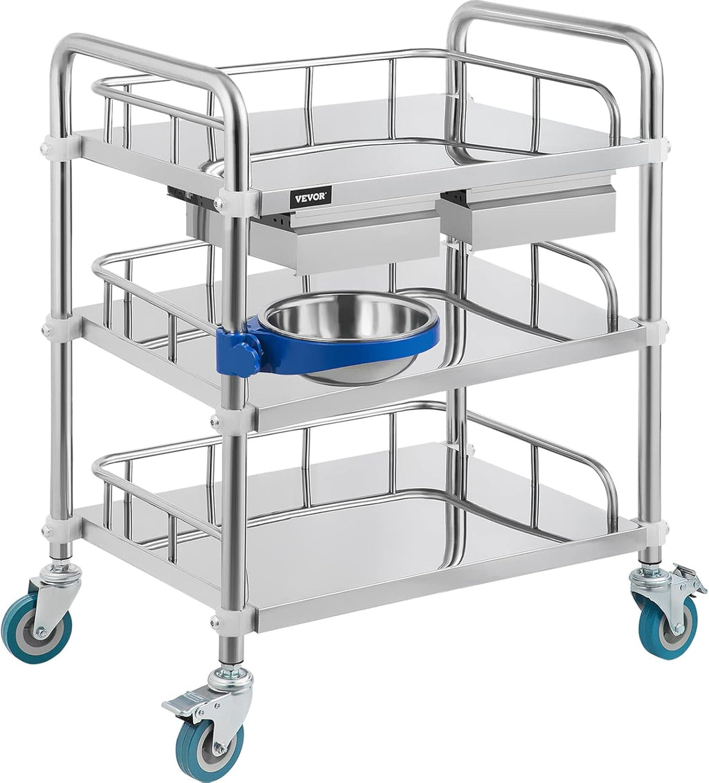 3 Layer Stainless Steel Lab Cart with Drawers J236
