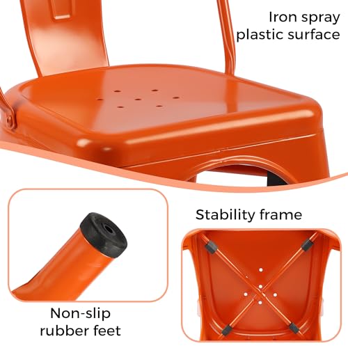 Orange Metal Stackable Side Chairs Set of 4 L61089