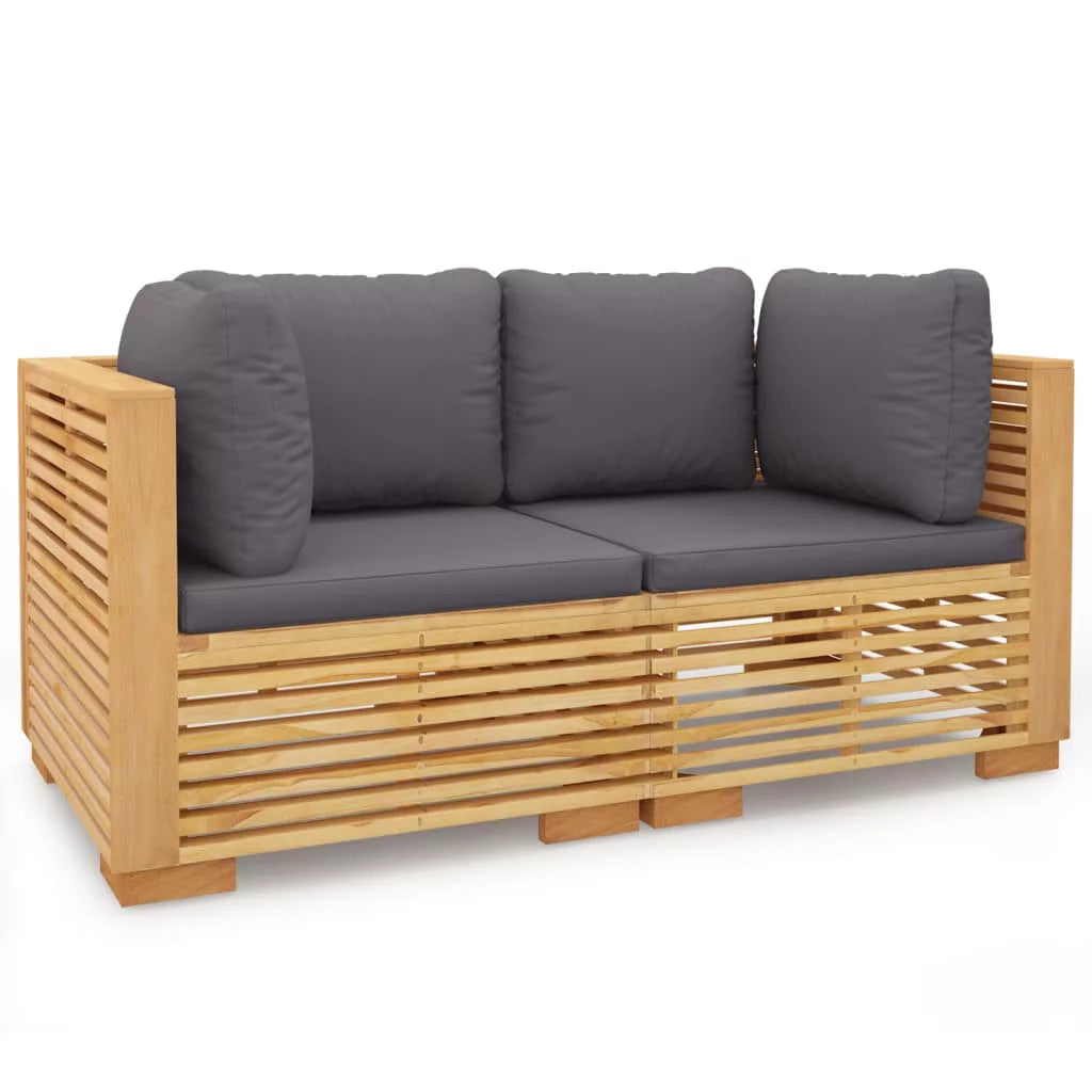 Solid Wood Teak Patio Corner Sofas with Cushions 2 pcs C674