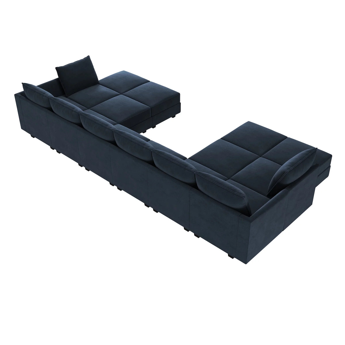 Navy Blue Velvet Modular Sleeper Sofa W52675