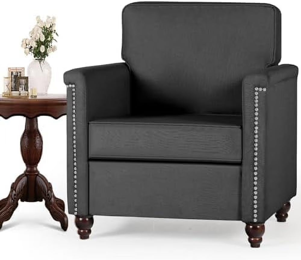 Beige Upholstered Linen Accent Chair Q992499