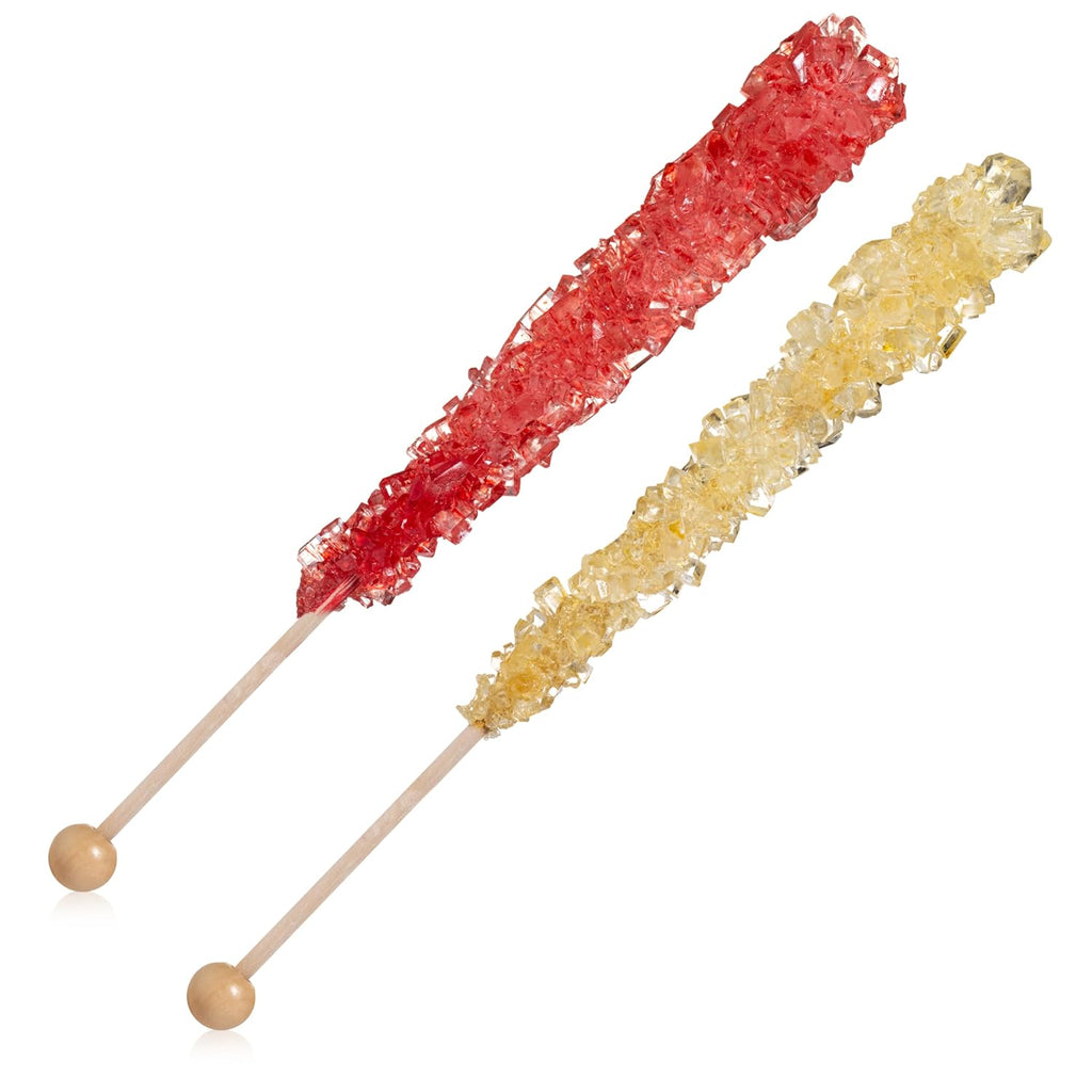 24 Individually Wrapped Gold and Red Rock Candy Sugar Sticks N6938