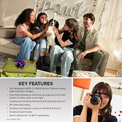 Black Mirrorless Camera with RF-S18-45mm Lens Kit, 24.1 Megapixel, 4K Video C374434