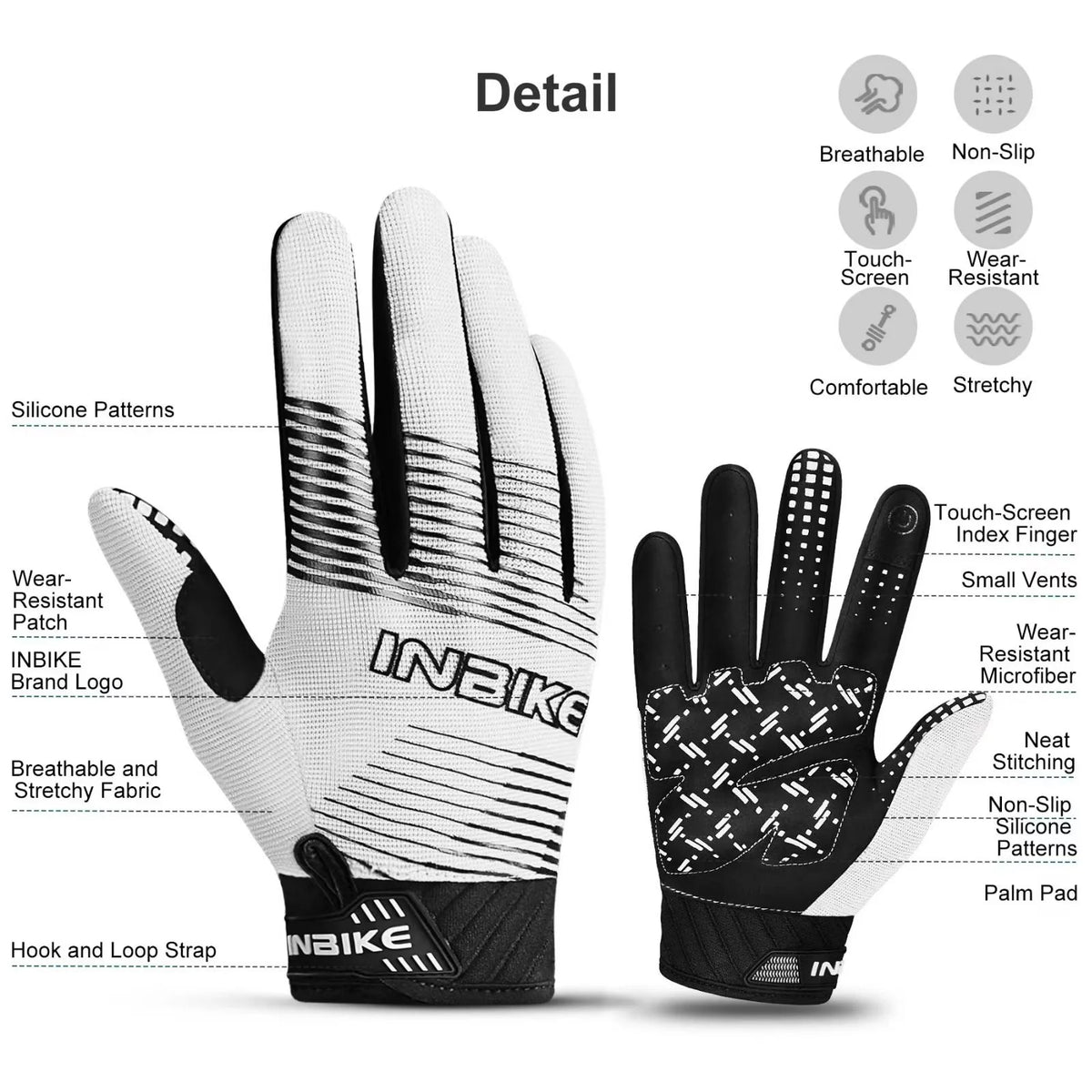 Cycling Gloves with 5MM Non-Slip Palm Pad W867298