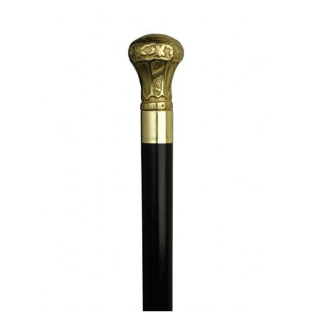 Brass Knob Black Shaft Walking Cane Y680