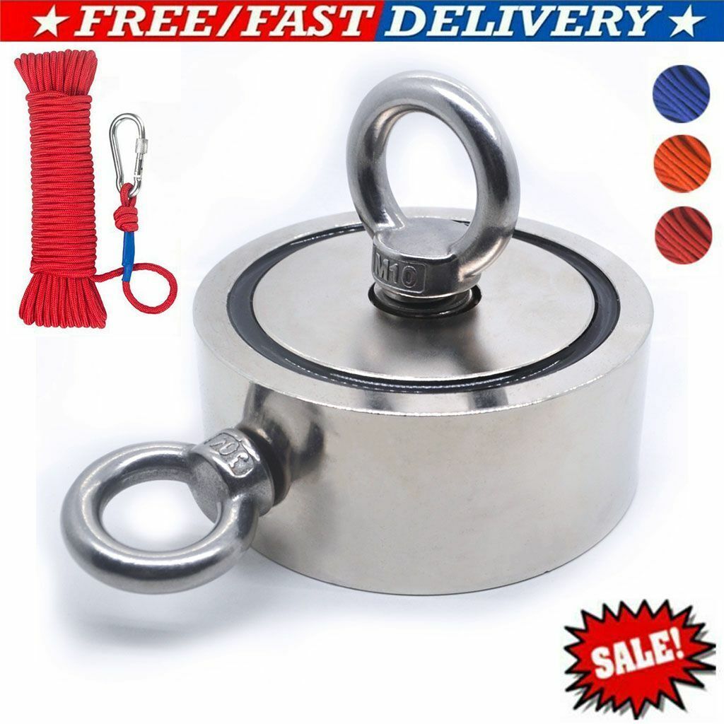1300 Lbs Pull Force Neodymium Fishing Magnet Kit with Rope and Carabiner L1073