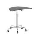 Black Tempered Glass Side Table with 5 Lockable Wheels A399