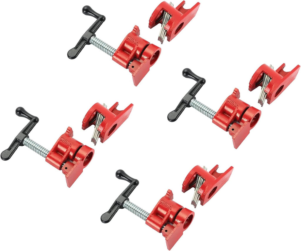 Wood Gluing Pipe Clamp Set Heavy Duty Cast Iron Quick Release 6 3/4 V7091