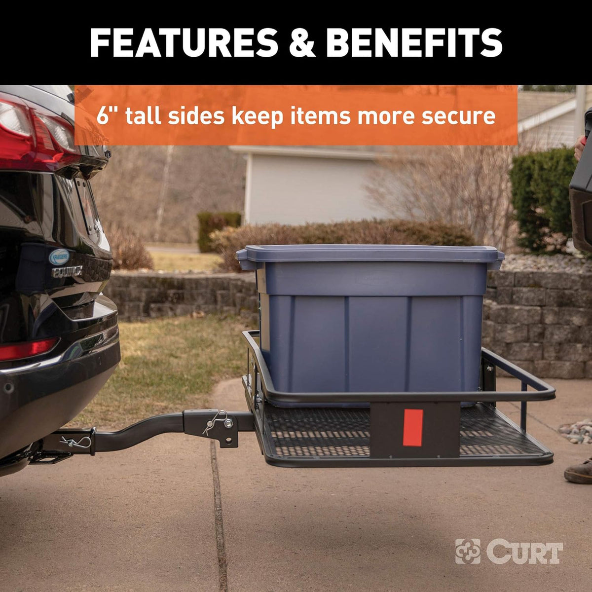 60 x 24-Inch Black Steel Basket Hitch Cargo Carrier L74367