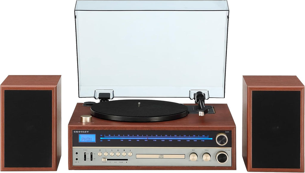 Walnut Turntable System with Bluetooth, CD, AM/FM and Speakers L467123