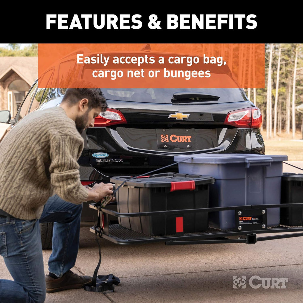 60 x 24-Inch Black Steel Basket Hitch Cargo Carrier L74367