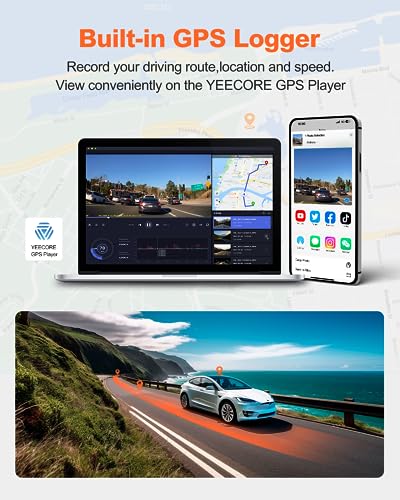 Dual Dash Cam 5G WiFi GPS, 4K+HDR 1080P Front and Rear, 3.3" Screen, Night Vision, Parking Mode, G-Sensor, Support 512GB Max F385984